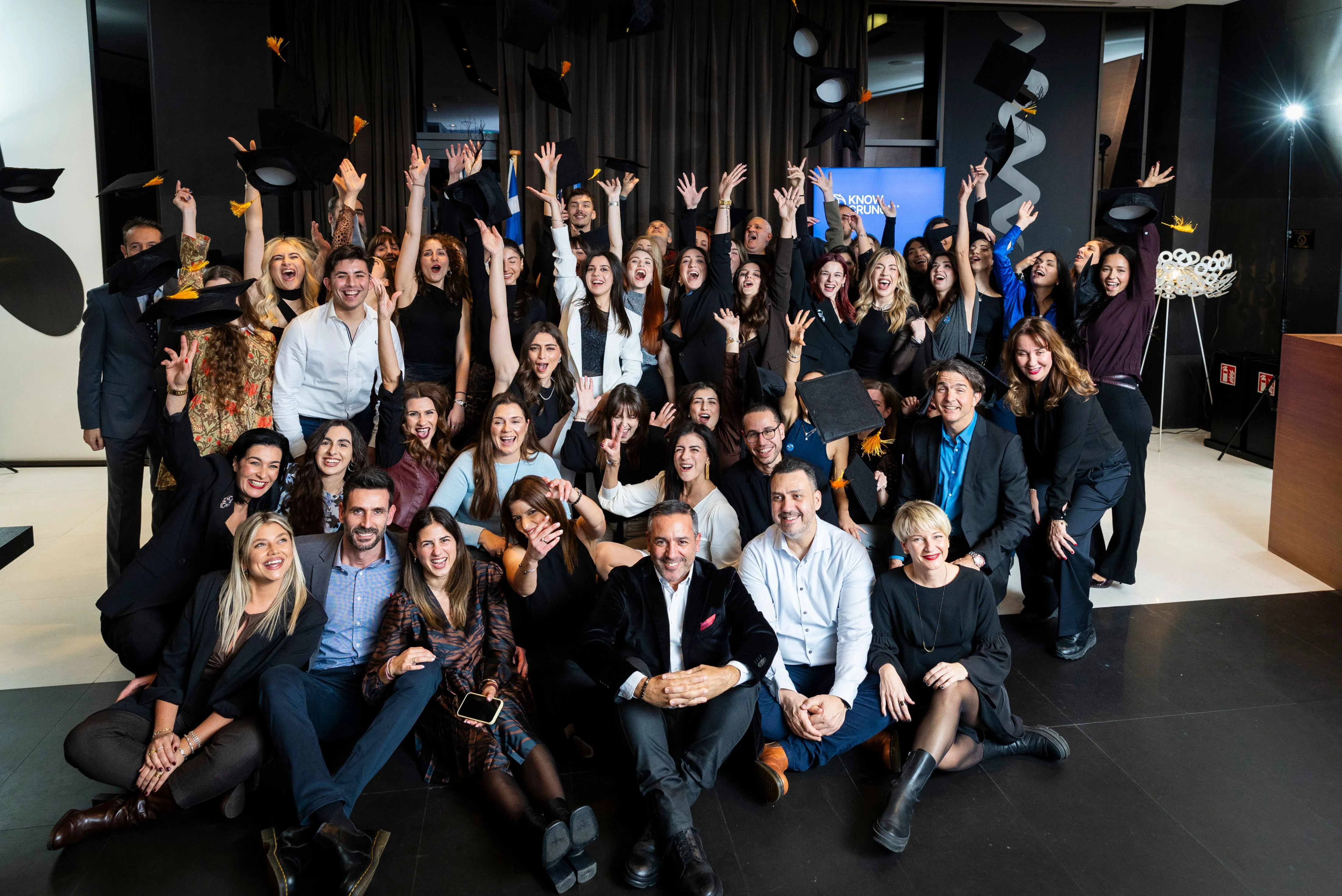 Students and instructors at a graduation ceremony