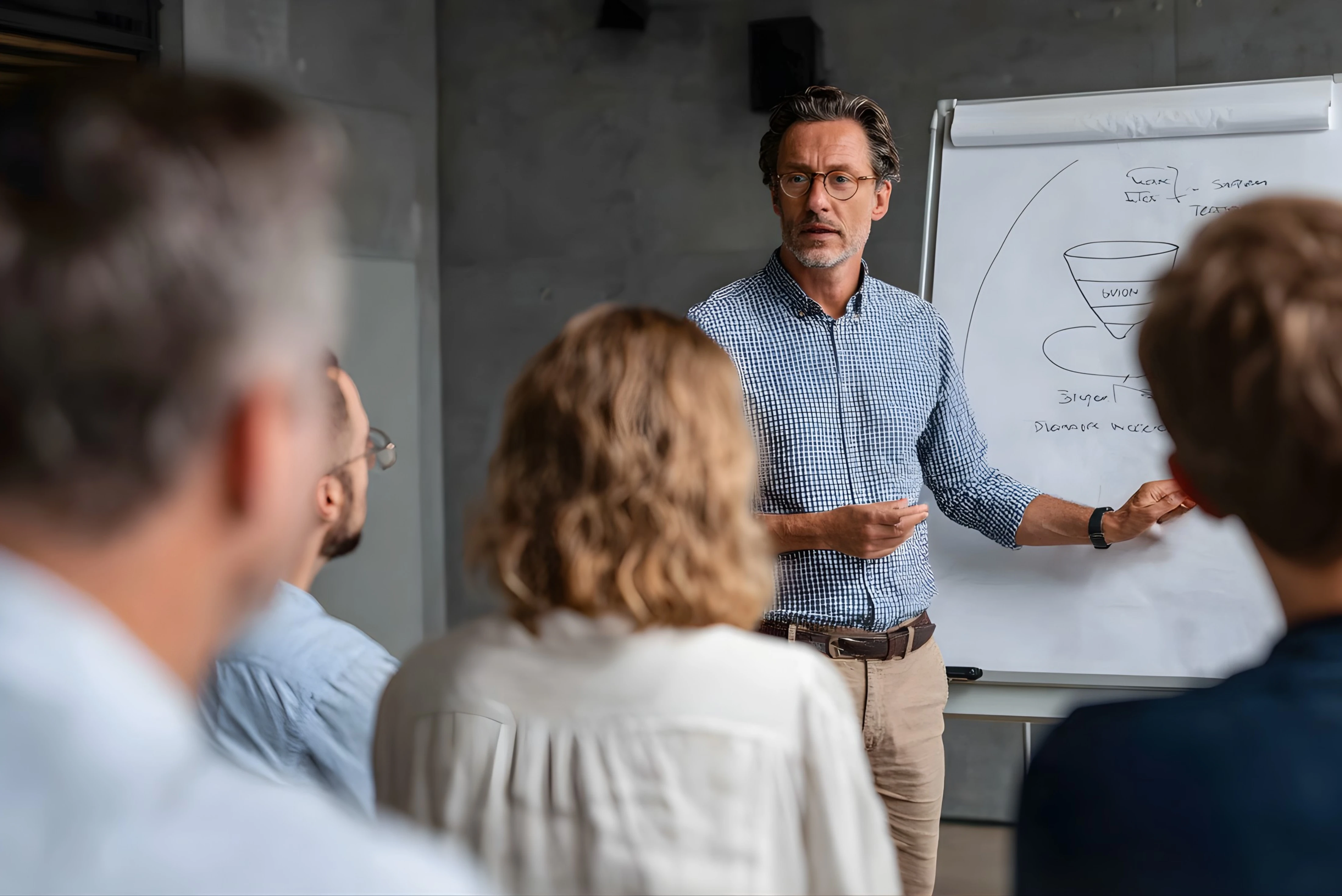 A man presents his digital marketing strategy to the team